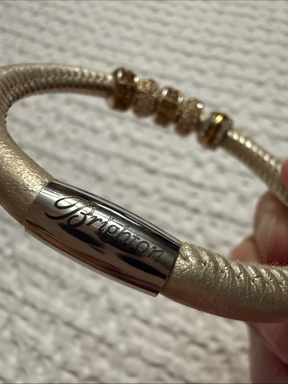 Brighton Bracelet with Gold Accent Beads and Spacers and Silver Logo Clasp